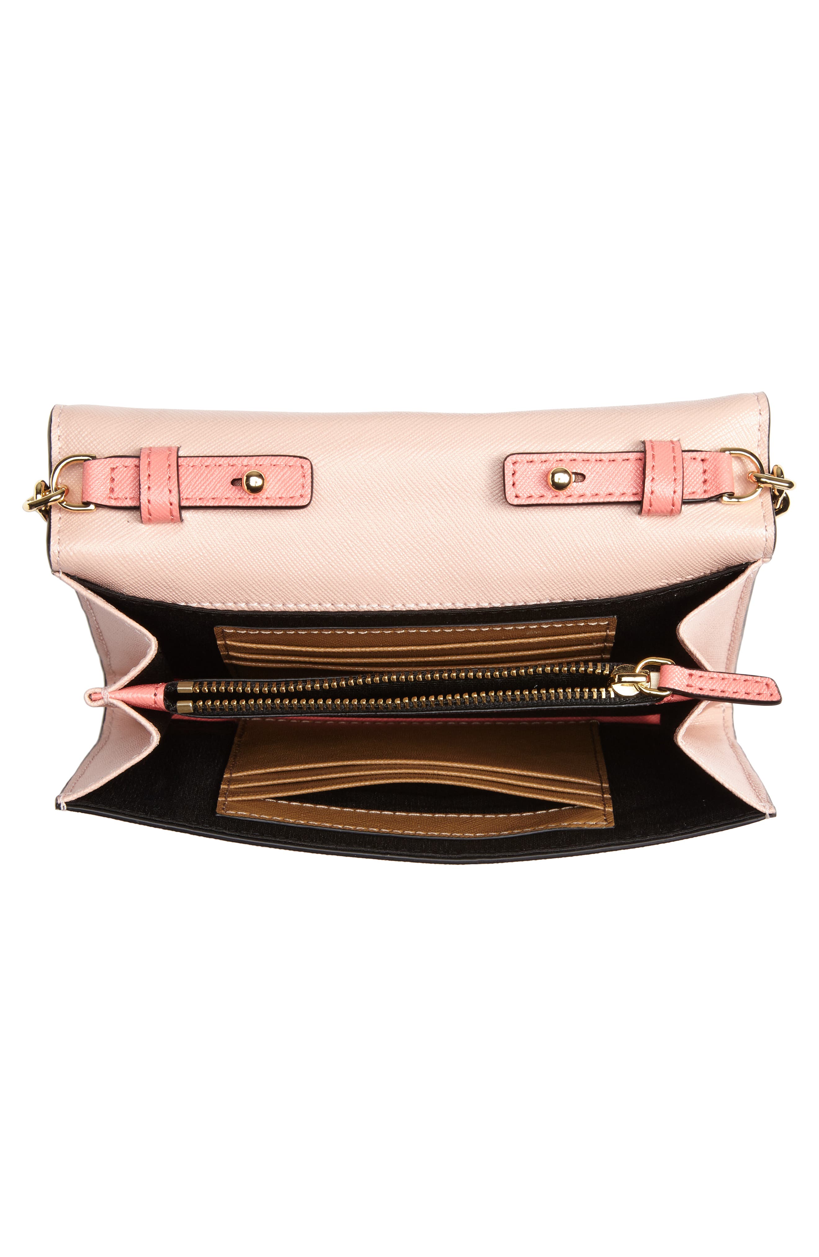 Snapshot Leather Wallet on a Chain, Alternate, color, BLACK/ ROSE