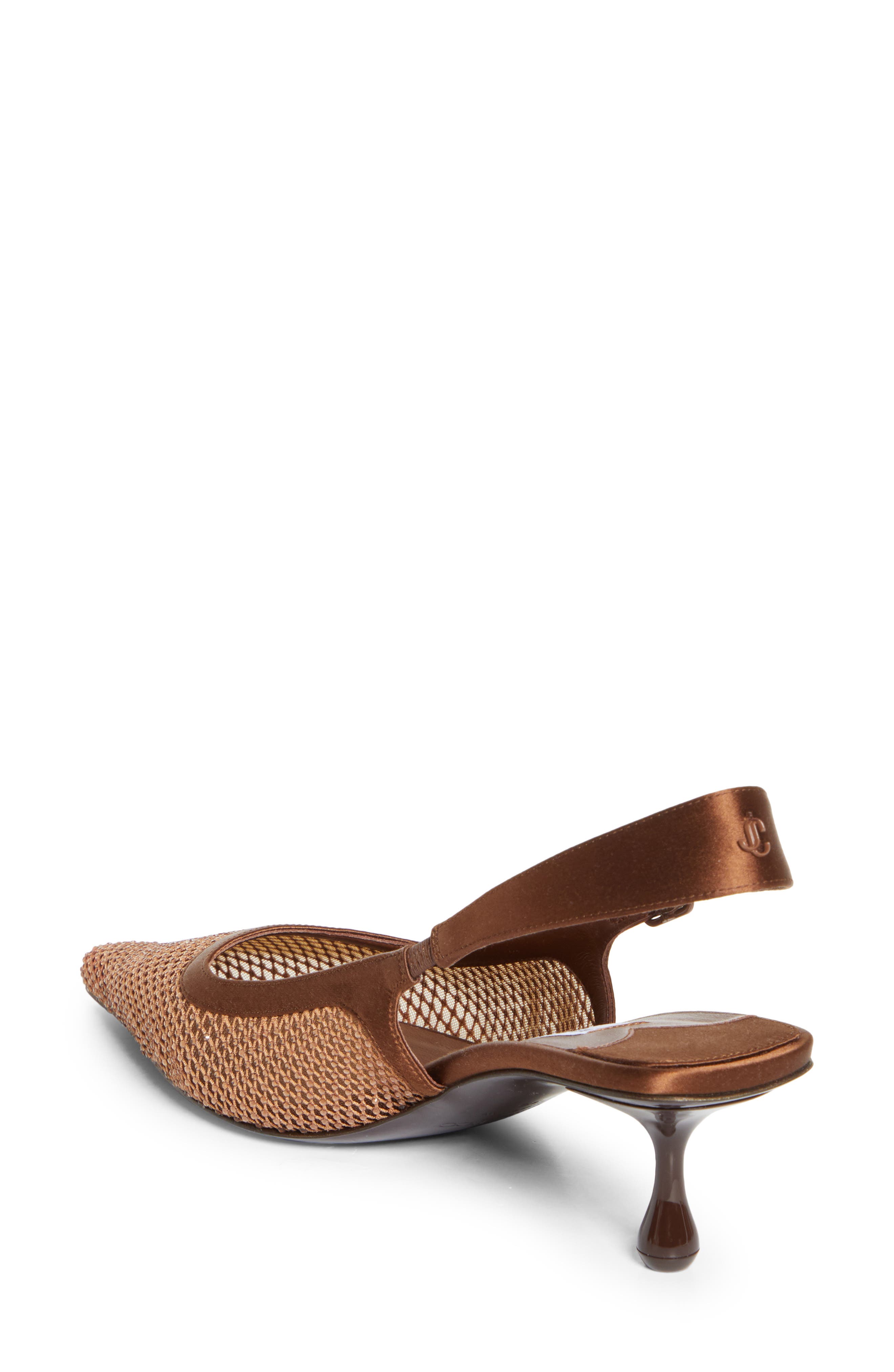 Jimmy Choo Amel Crystal Mesh Kitten Heel Slingback Pump, Alternate, color, Bronze/ Bronze