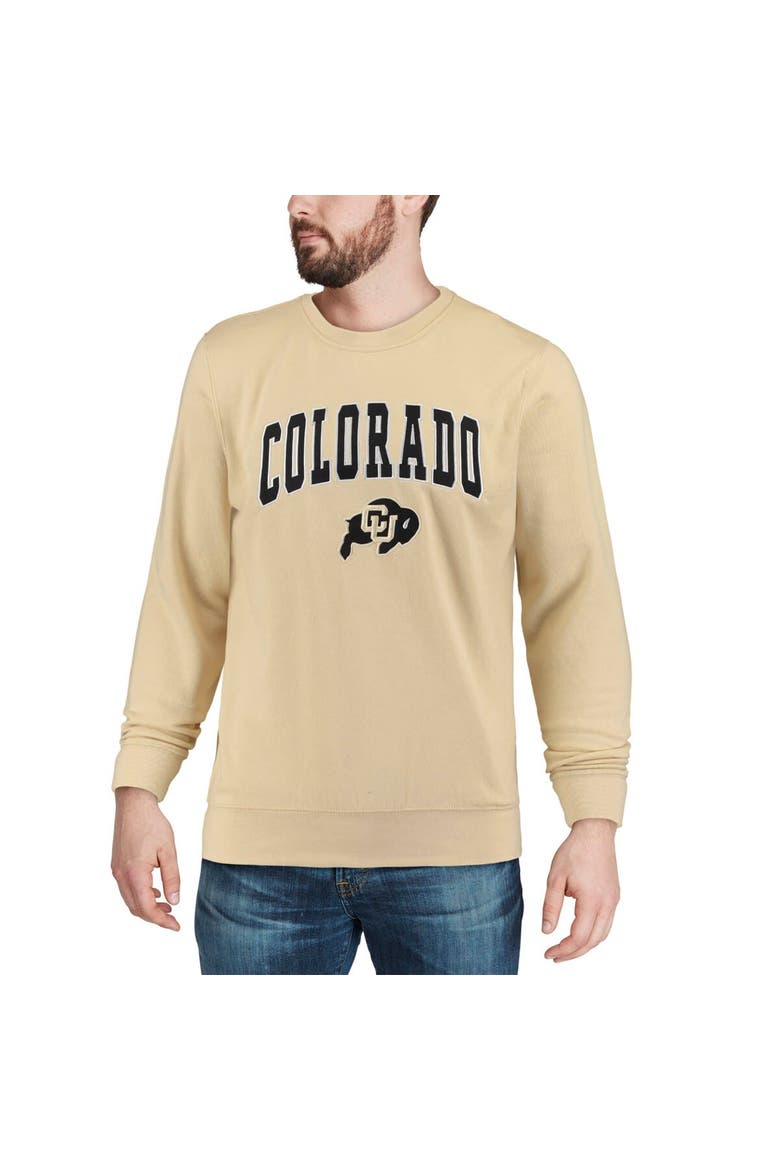 Men's Colosseum Gold Colorado Buffaloes Arch & Logo Crew Neck Sweatshirt, Alternate, color, Vegas Gold