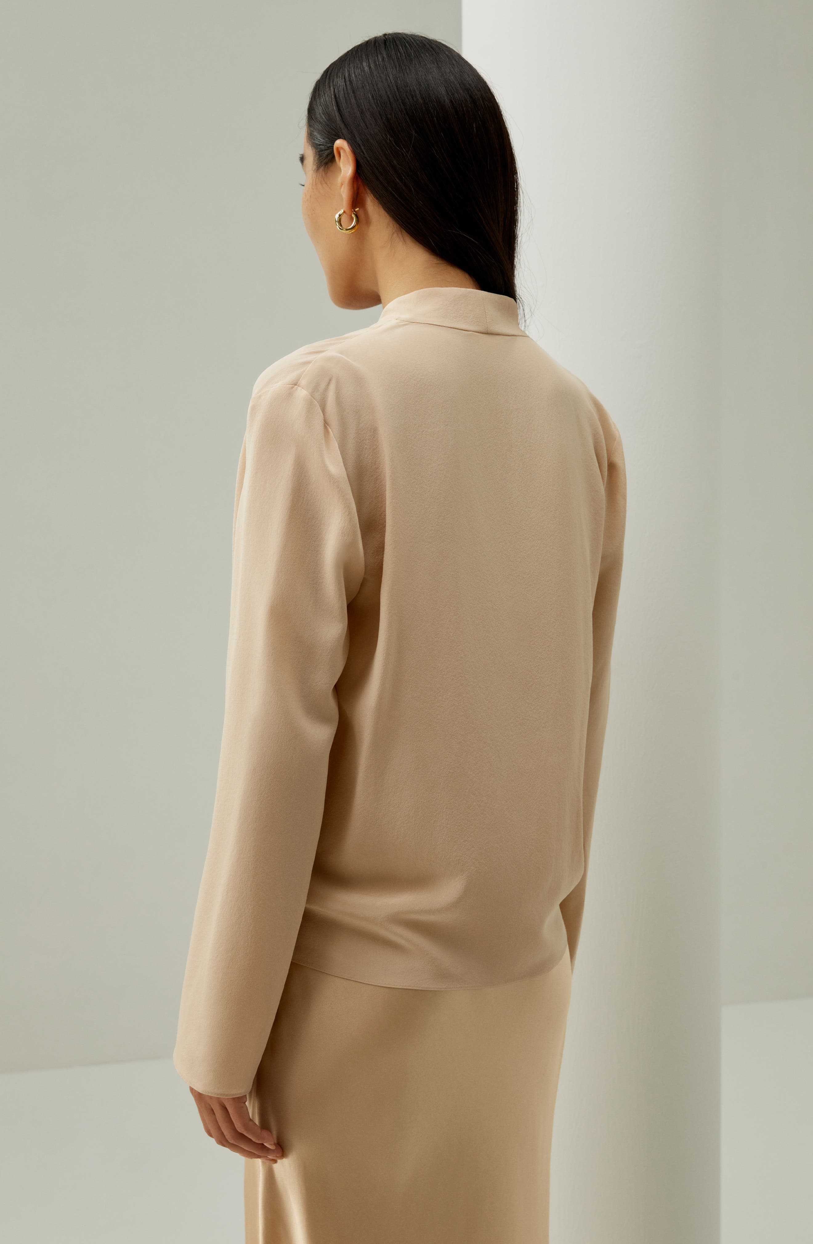 Silk Crepe de Chine Long Sleeve Blouse - image 2