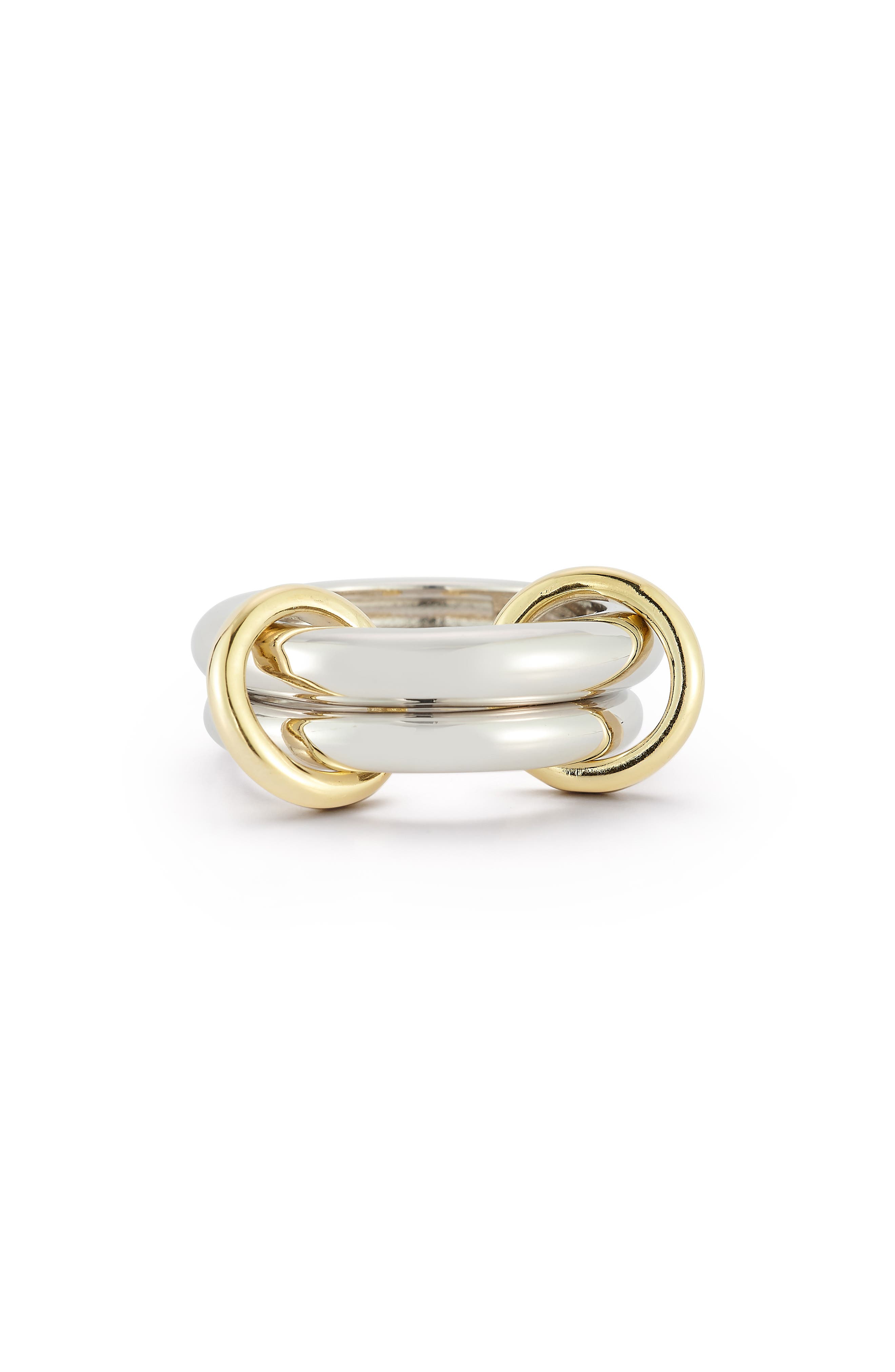 14k Gold Plate Mixed Metal Band Ring