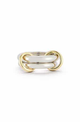 14k Gold Plate Mixed Metal Band Ring