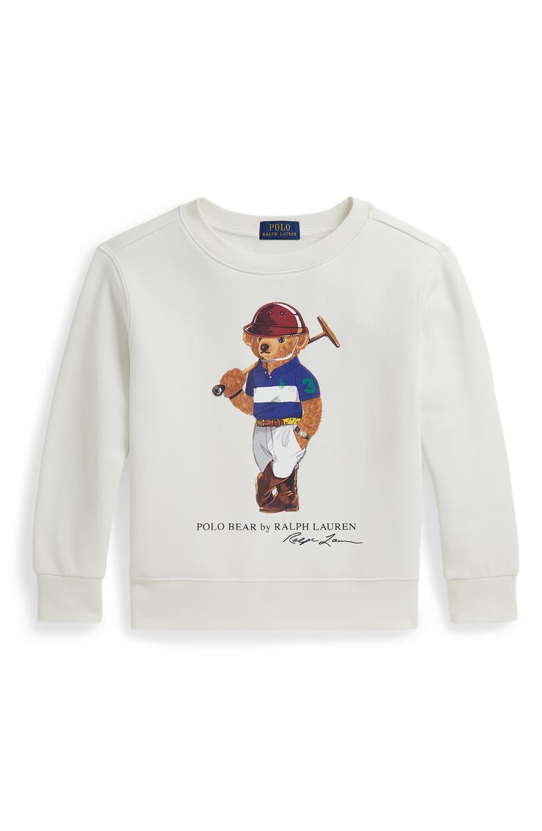 Polo Ralph Lauren Kids' Polo Bear Fleece Crewneck Sweatshirt, Main, color, Bear White