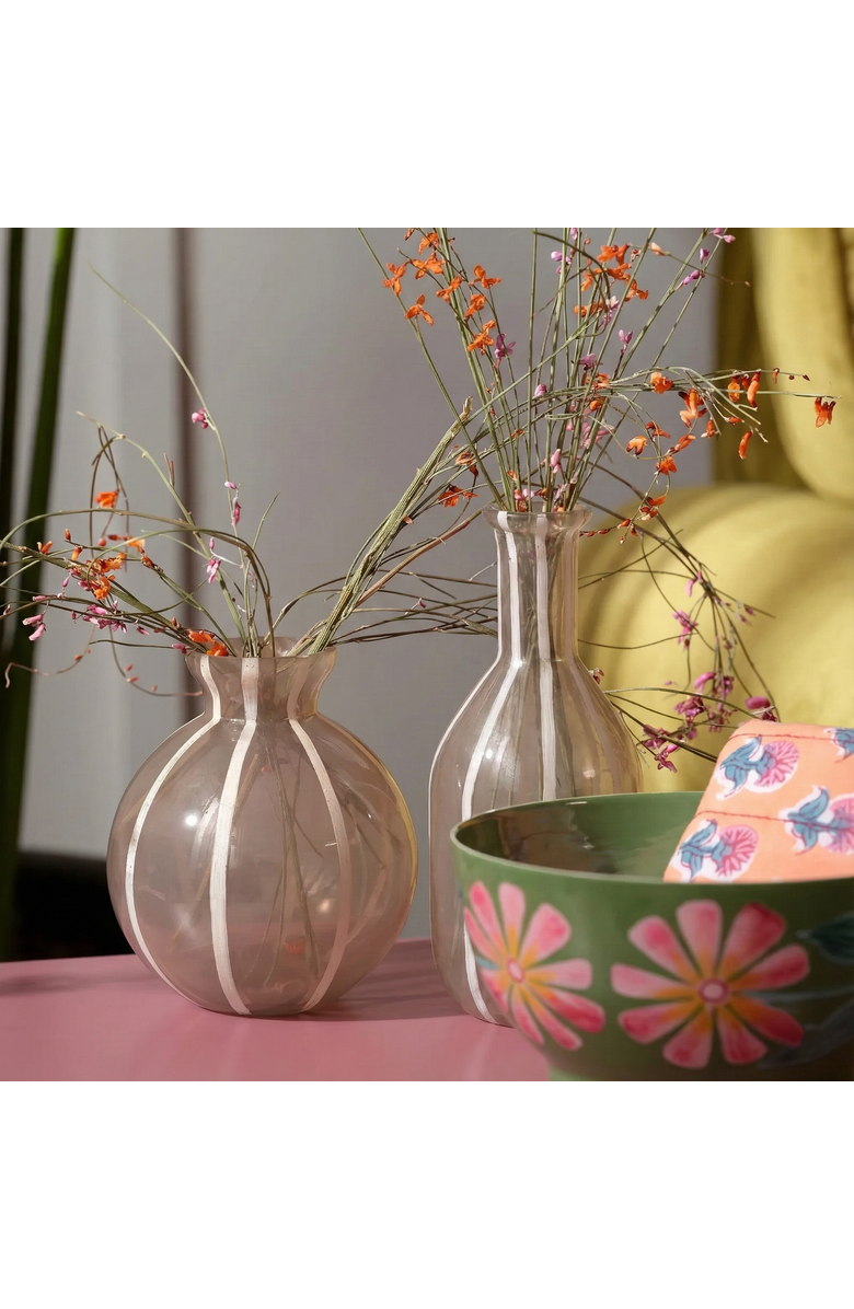 Zsa Zsa Zsu Aravali  Hand Painted Glass Decorative Object 2 Piece Set, Alternate, color, Beige