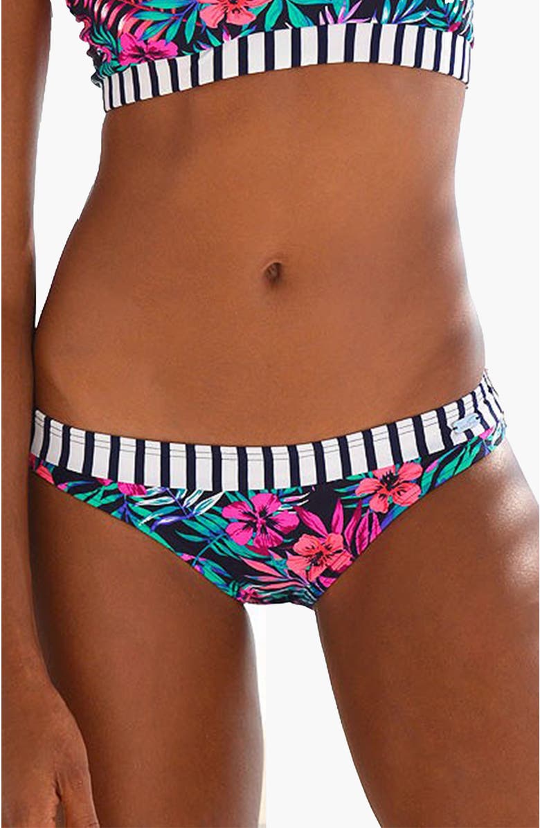 LASCANA Women's Contrast Classic Bikini Bottom, Main, color, Multi Print