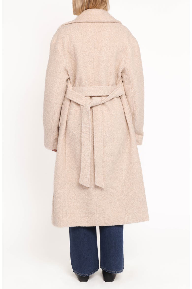 Goodie Belted Faux Shearling Longline Coat, Alternate, color, CREAM