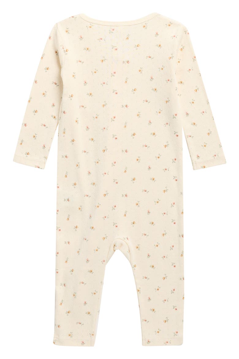 Petit Fleur Long Sleeve Organic Cotton Jumpsuit, Alternate, color, IVORY