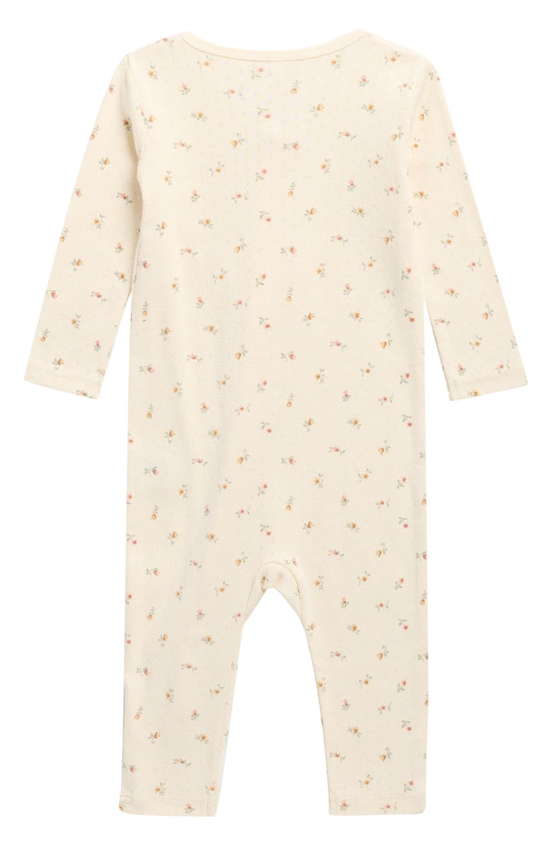 QUINCY MAE Petit Fleur Long Sleeve Organic Cotton Jumpsuit, Alternate, color, Ivory