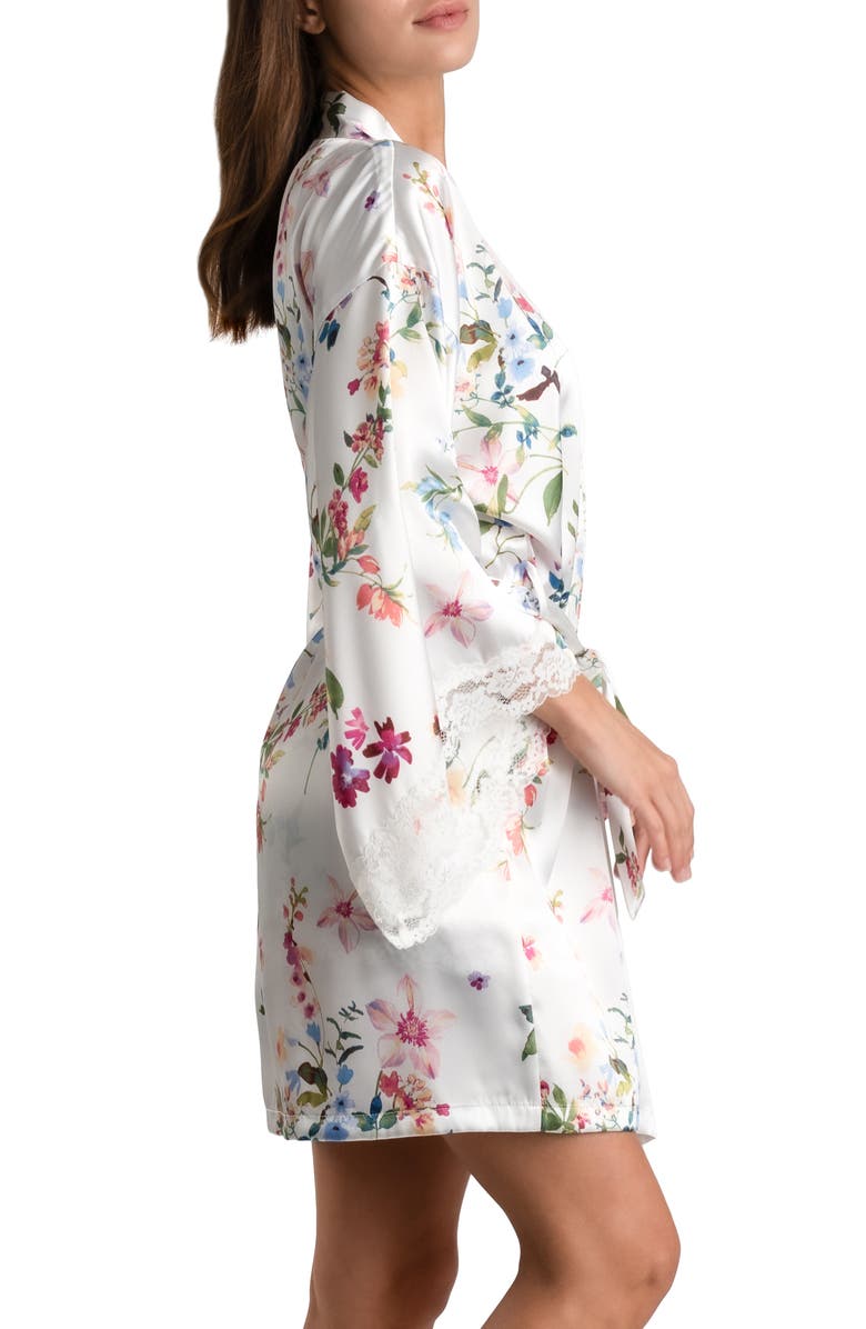 In Bloom by Jonquil Endless Love Floral Lace Trim Satin Wrap, Alternate, color, 