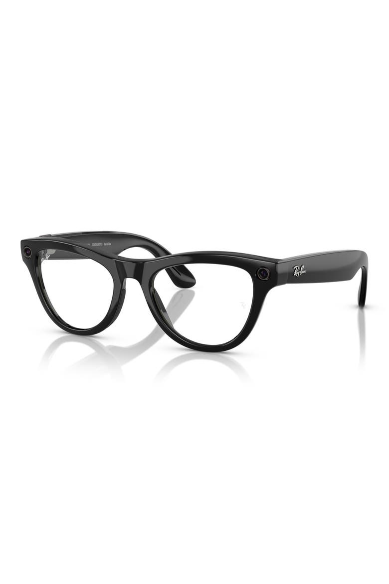 Meta Skyler 52mm Cat Eye Polarized Transitions® AI Glasses, Alternate, color, SHINY BLACK AMETHYST