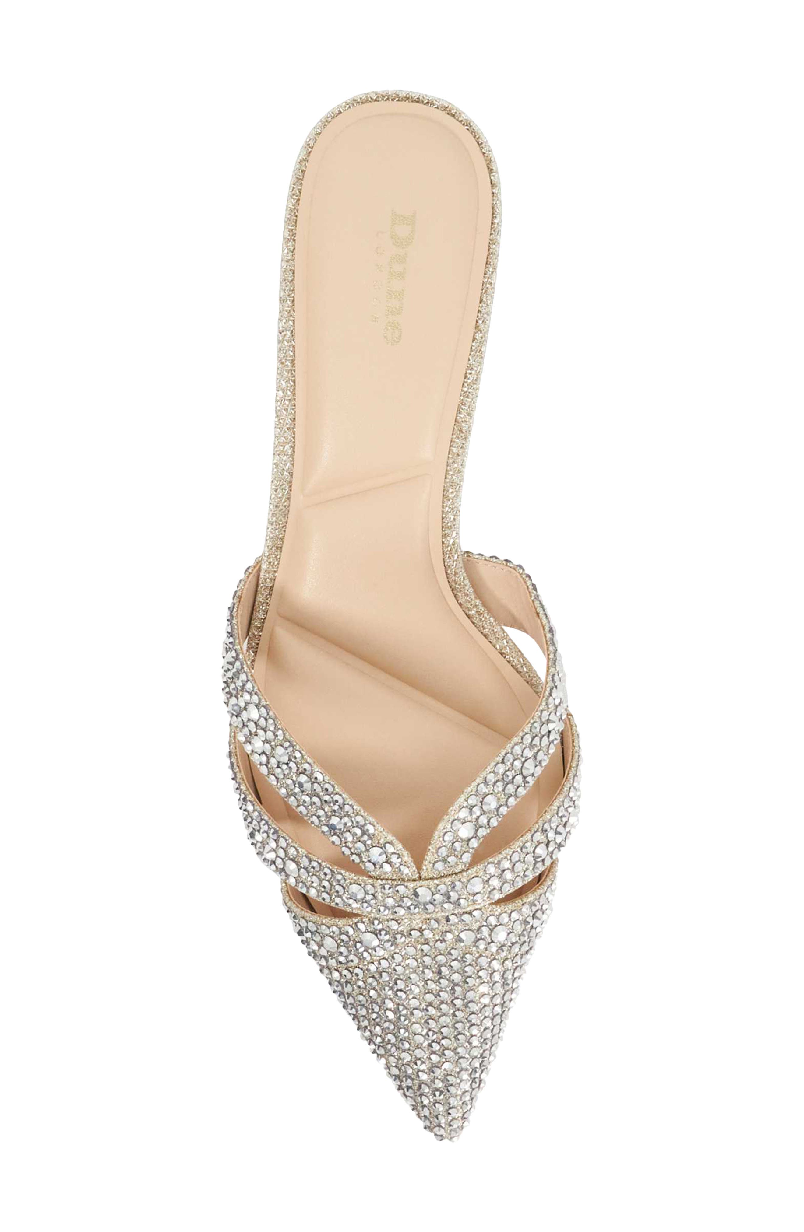 Dune London Calla Pointed Toe Kitten Heel Mule, Alternate, color, Gold