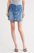 L'AGENCE Crested Button Denim Miniskirt