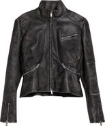 McQueen Crop Brushed Leather Jacket