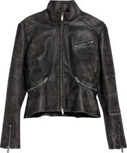 McQueen Crop Brushed Leather Jacket
