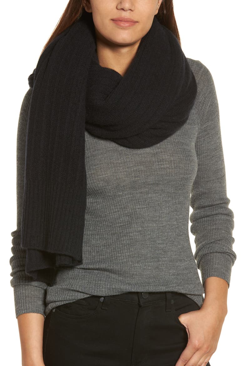 Cashmere Wrap, Alternate, color, BLACK