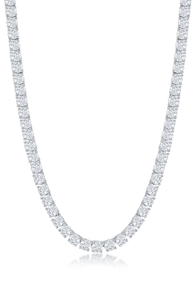 Men's Cubic Zirconia Tennis Necklace, Main, color, SILVER