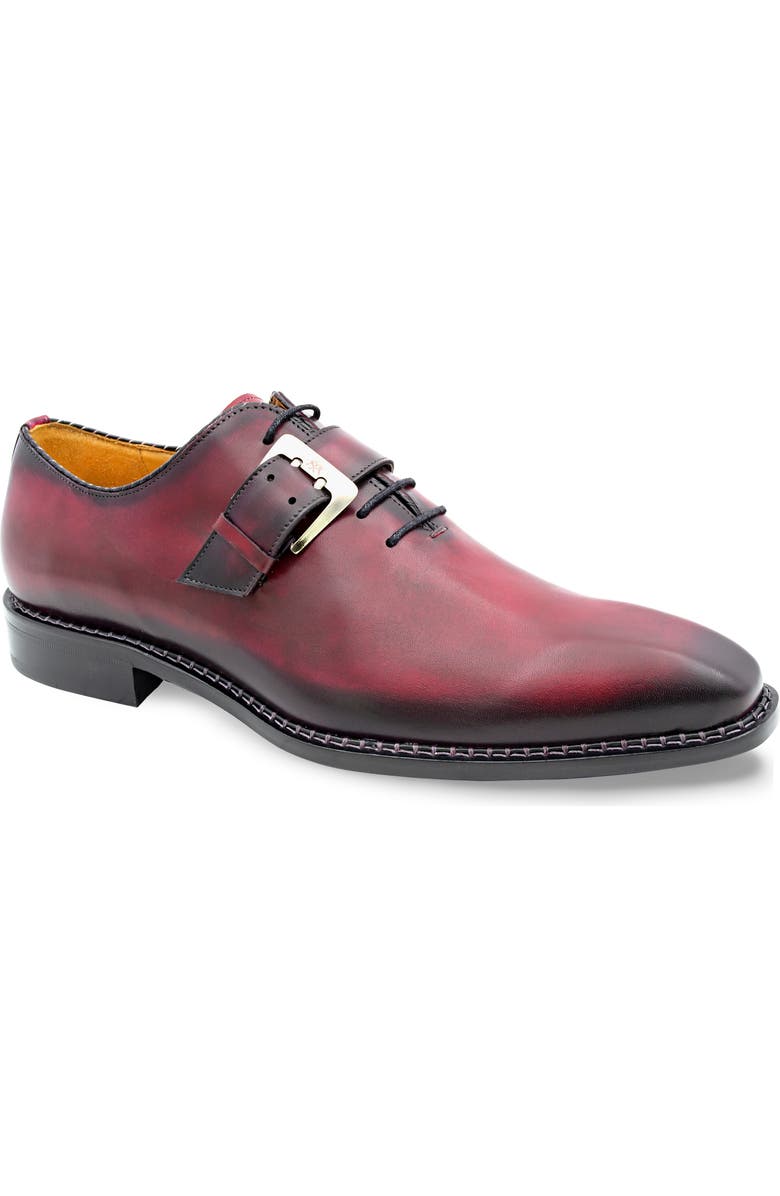 Mezlan Machado Buckle Strap Wholecut Shoe, Main, color, Burgundy
