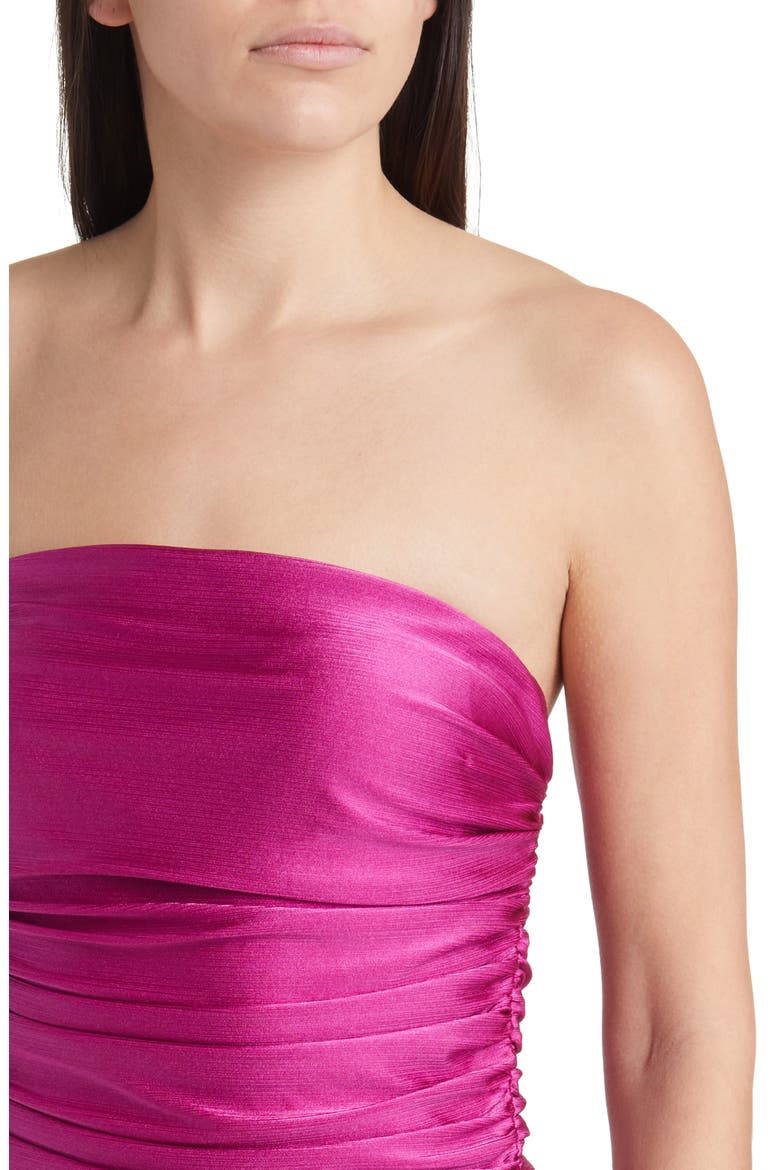 Anja Metallic Strapless Cocktail Minidress, Alternate, color, FUCHSIA