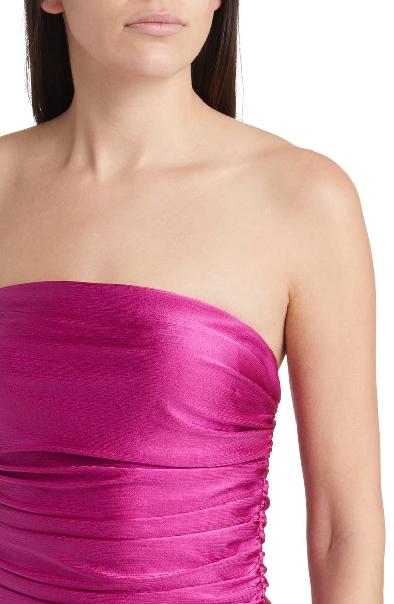 Amanda Uprichard Anja Metallic Strapless Cocktail Minidress, Alternate, color, 