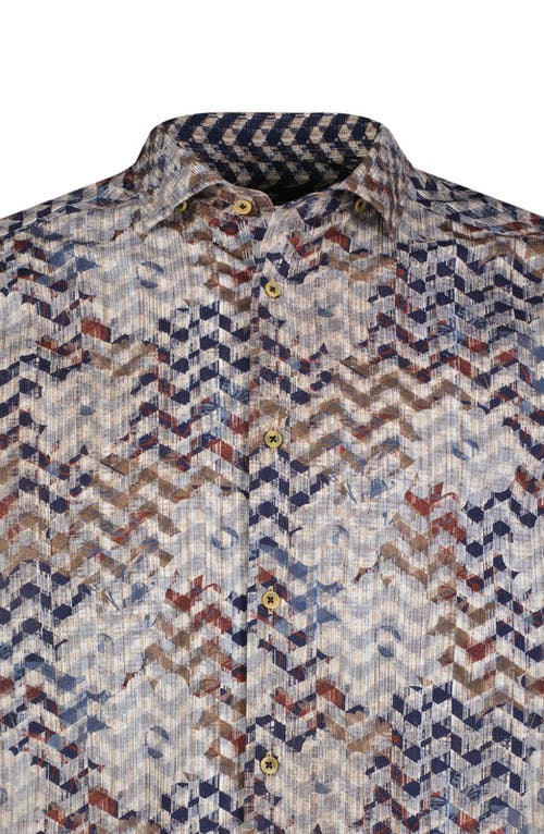 Luchiano Visconti Chevron Floral Double Sided Shirt In Multi