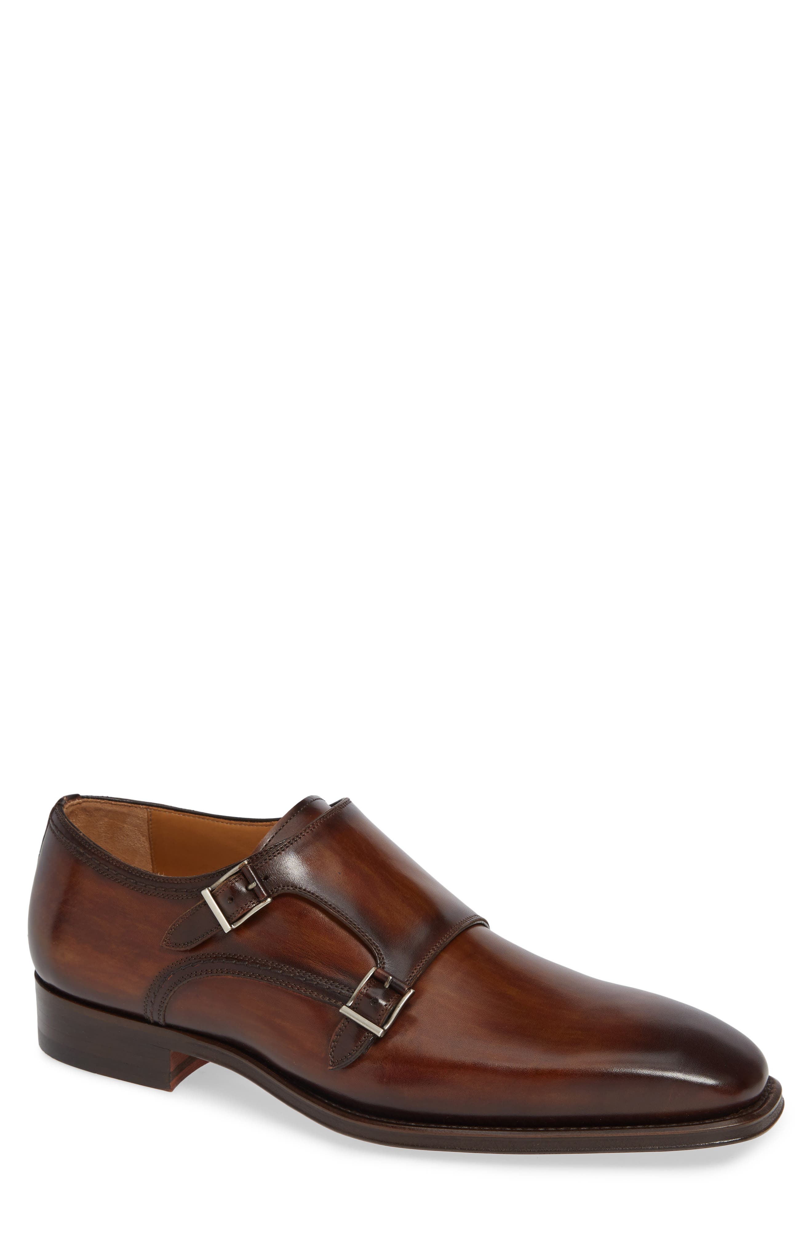 Landon Double Strap Monk Shoe, Main, color, TOBACCO LEATHER