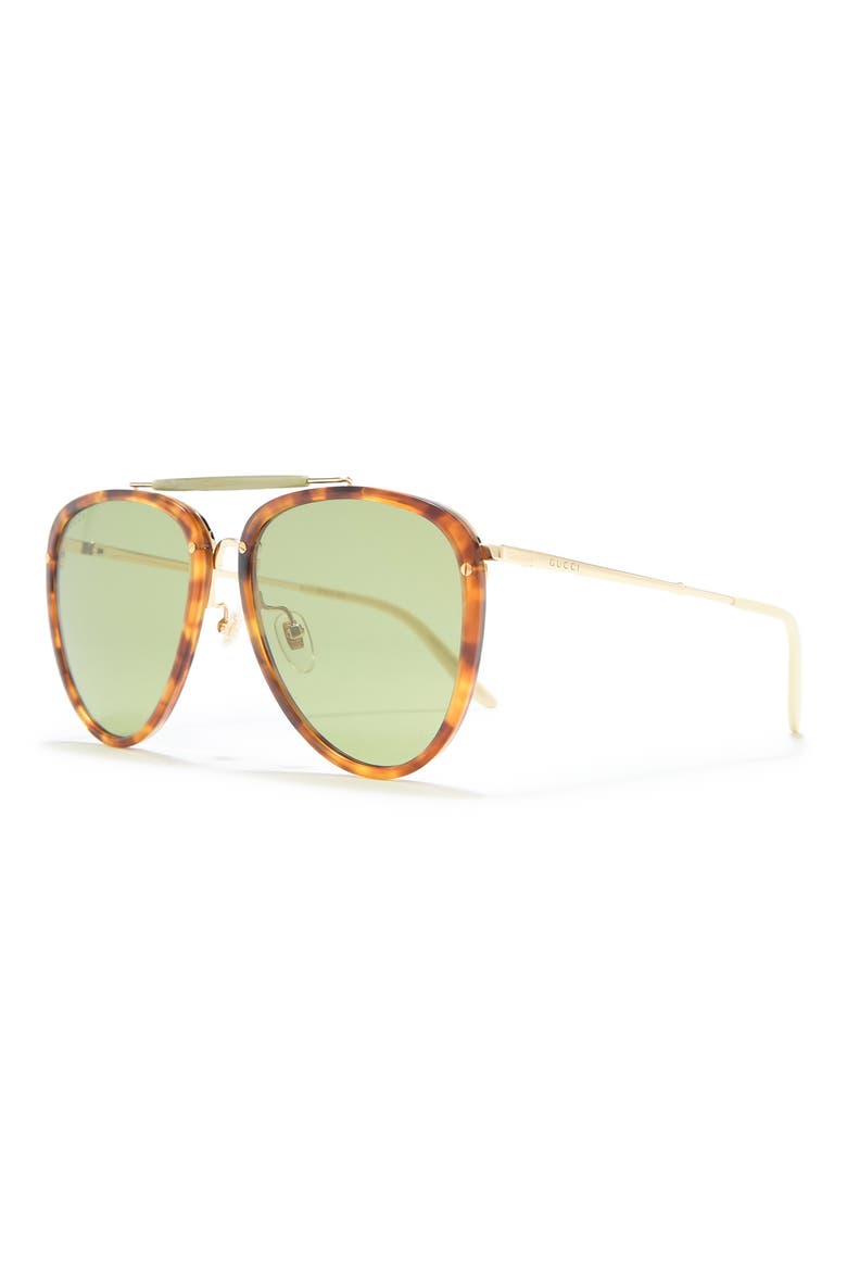 58mm Brow Bar Aviator Sunglasses, Alternate, color, HAVANA
