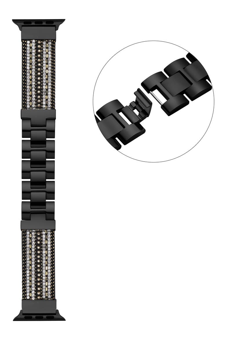 Beaded Steel Apple Watch® Watchband, Main, color, BLACK/SILVER