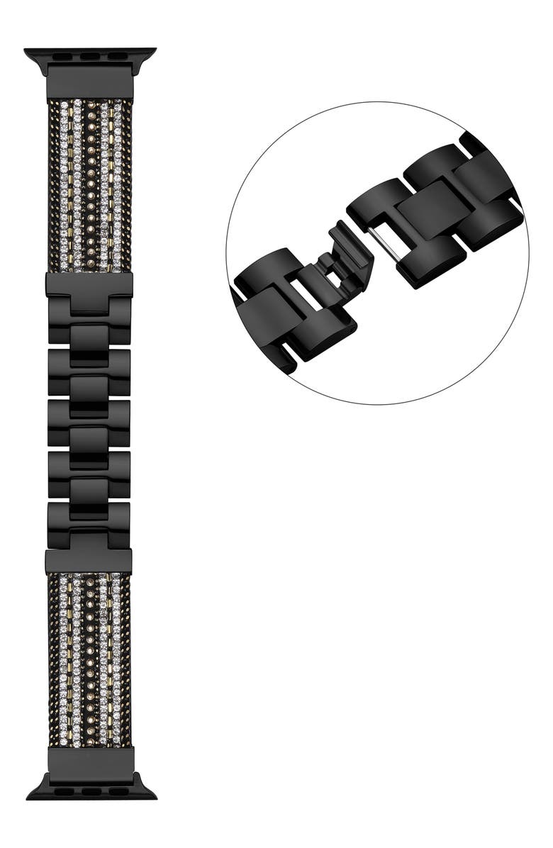 Posh Tech Beaded Steel Apple Watch<sup>®</sup> Watchband, Main, color, Black/Silver