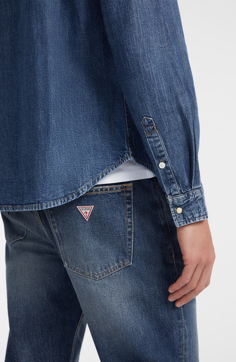GUESS JEANS Slim Fit Western Denim Shirt, Alternate, color, Denim