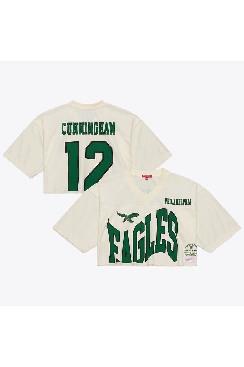 Women's Mitchell & Ness Randall Cunningham Cream Philadelphia Eagles Retired Player Cropped Fashion Jersey, Main, color, Cream