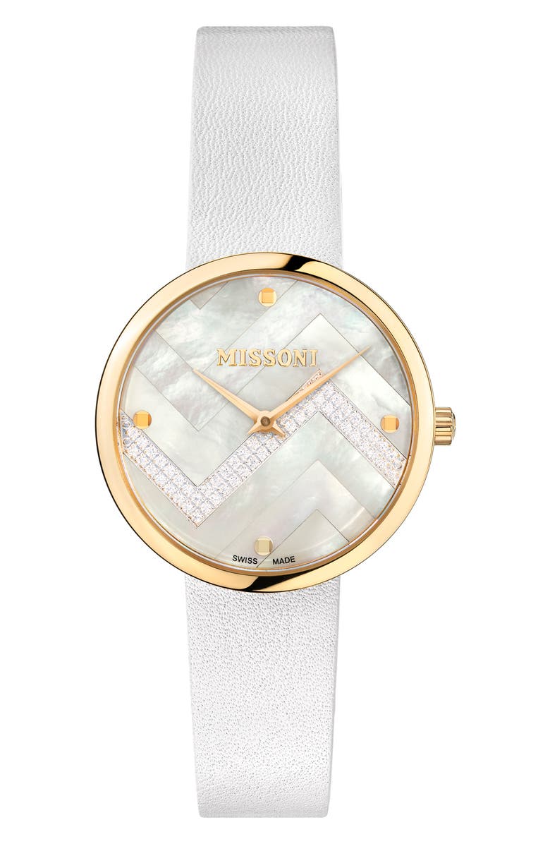 Missoni M1 Leather Strap Watch, 34mm, Main, color, 