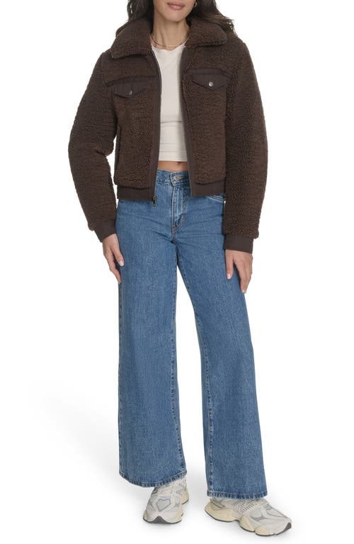 Levi's Fleece & Denim Bomber Jacket In Brown