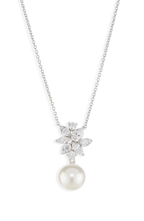 Nadri Chiara Faux Pearl Pendant Necklace In Metallic