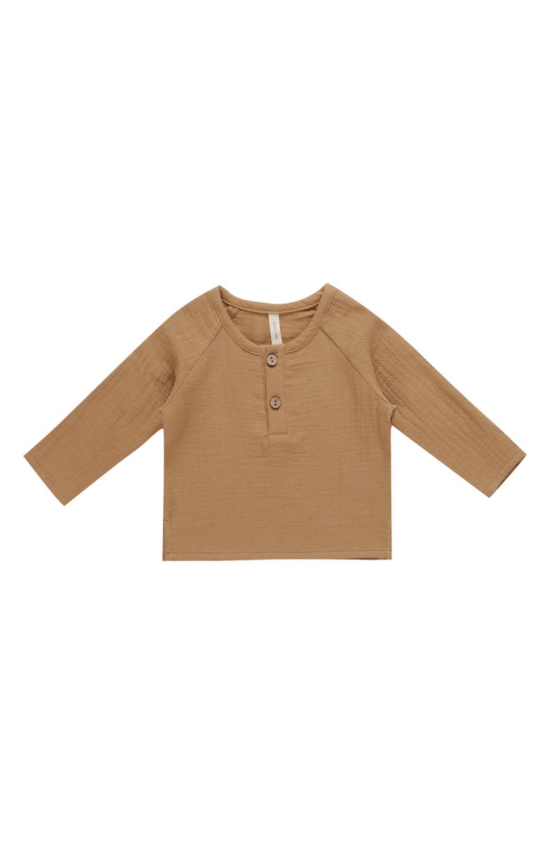 QUINCY MAE Zion Organic Cotton Henley T-Shirt, Main, color, Golden