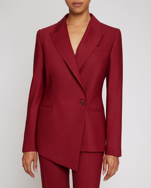 Shop Santorelli Mara Tailored Single Button Asymmetrical Blazer In Carmine Red