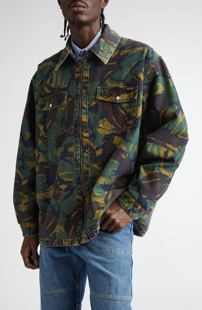 Martine Rose Reversible Denim & Camo Overshirt, Alternate, color, 