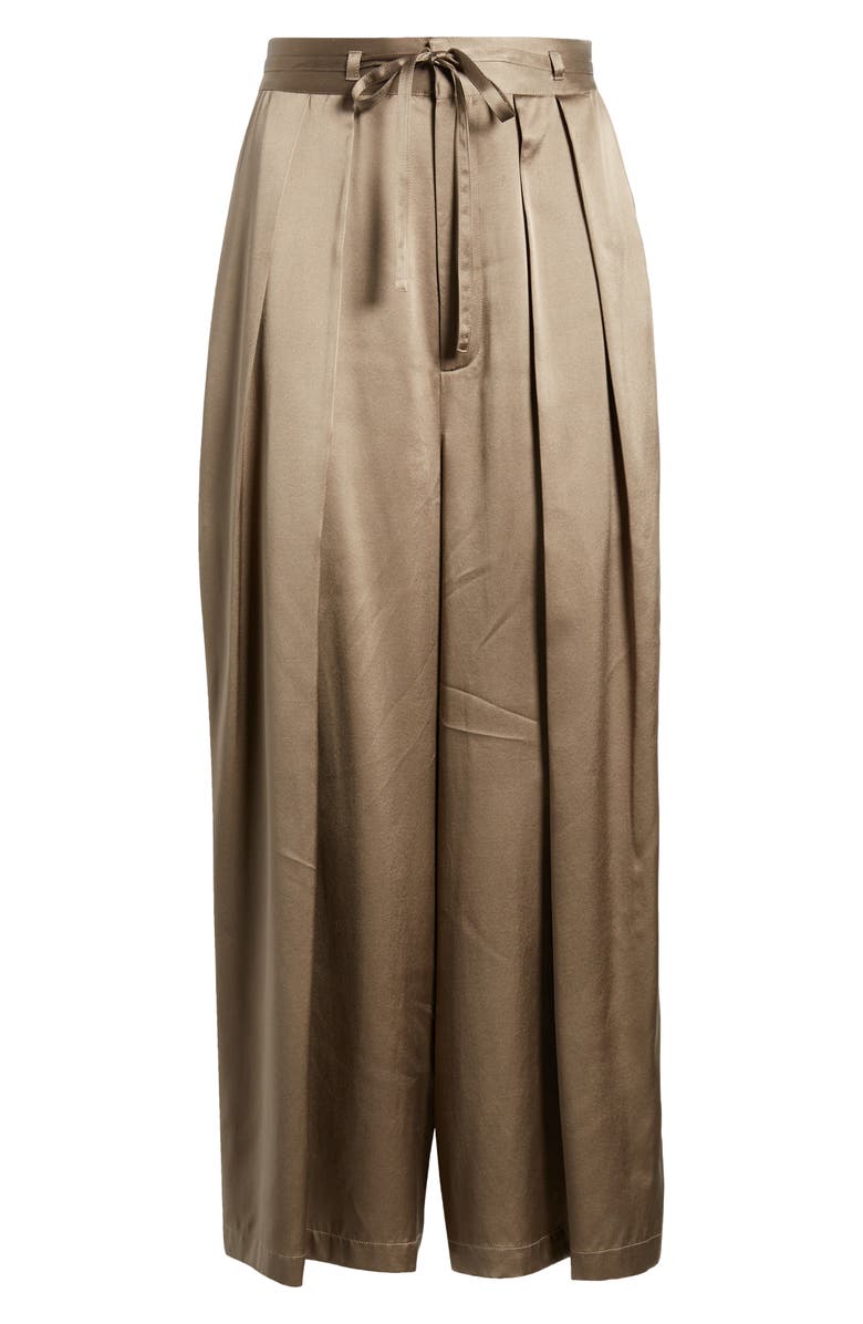 FRAME Pleated Silk Ankle wide Leg Pants, Alternate, color,
