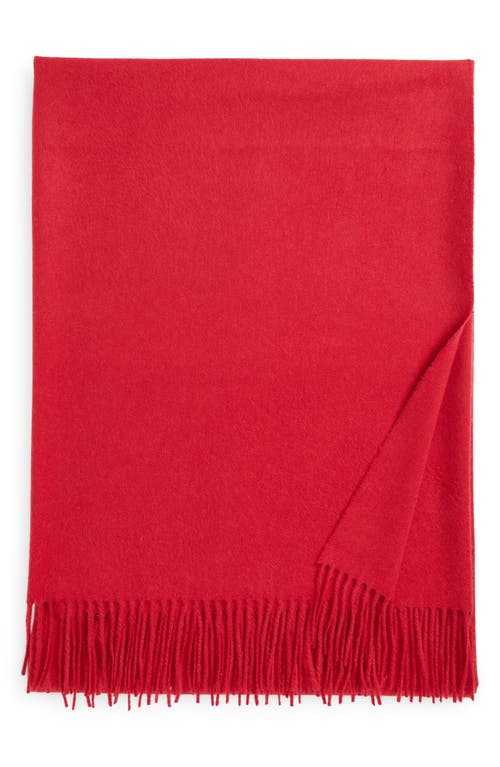 Johnstons of Elgin Plain Fringed Cashmere Throw Blanket in Red 