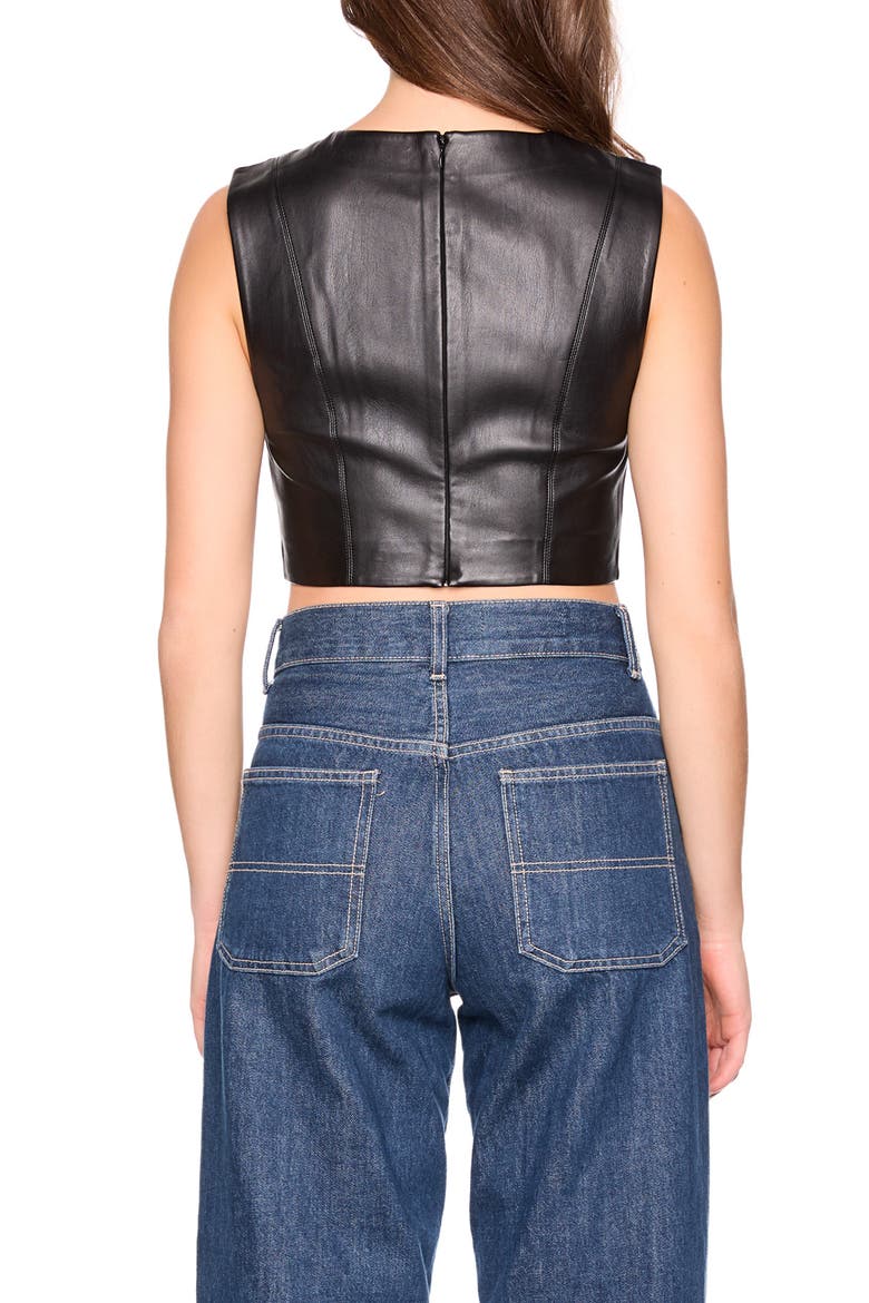 Sleeveless Faux Leather Crop Top, Alternate, color, BLACK