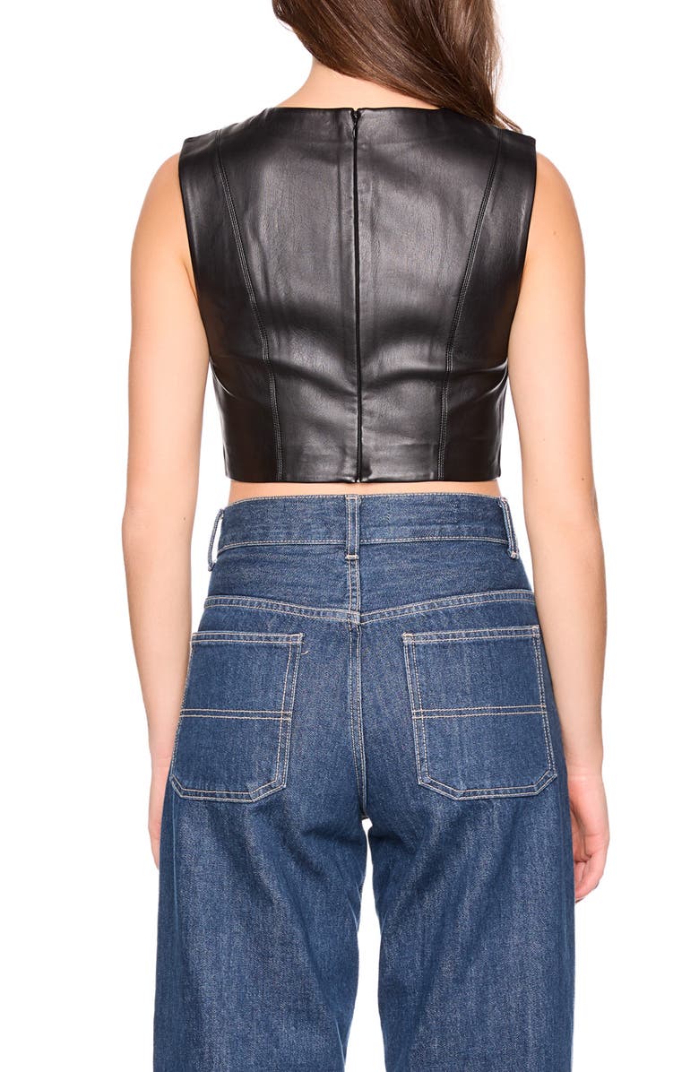 Susana Monaco Sleeveless Faux Leather Crop Top, Alternate, color, Black