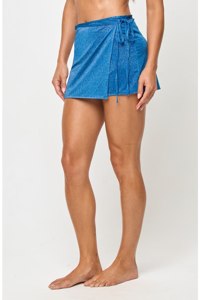 Frankie Metallic Mini Wrap Cover-Up Skirt, Alternate, color, ABYSS