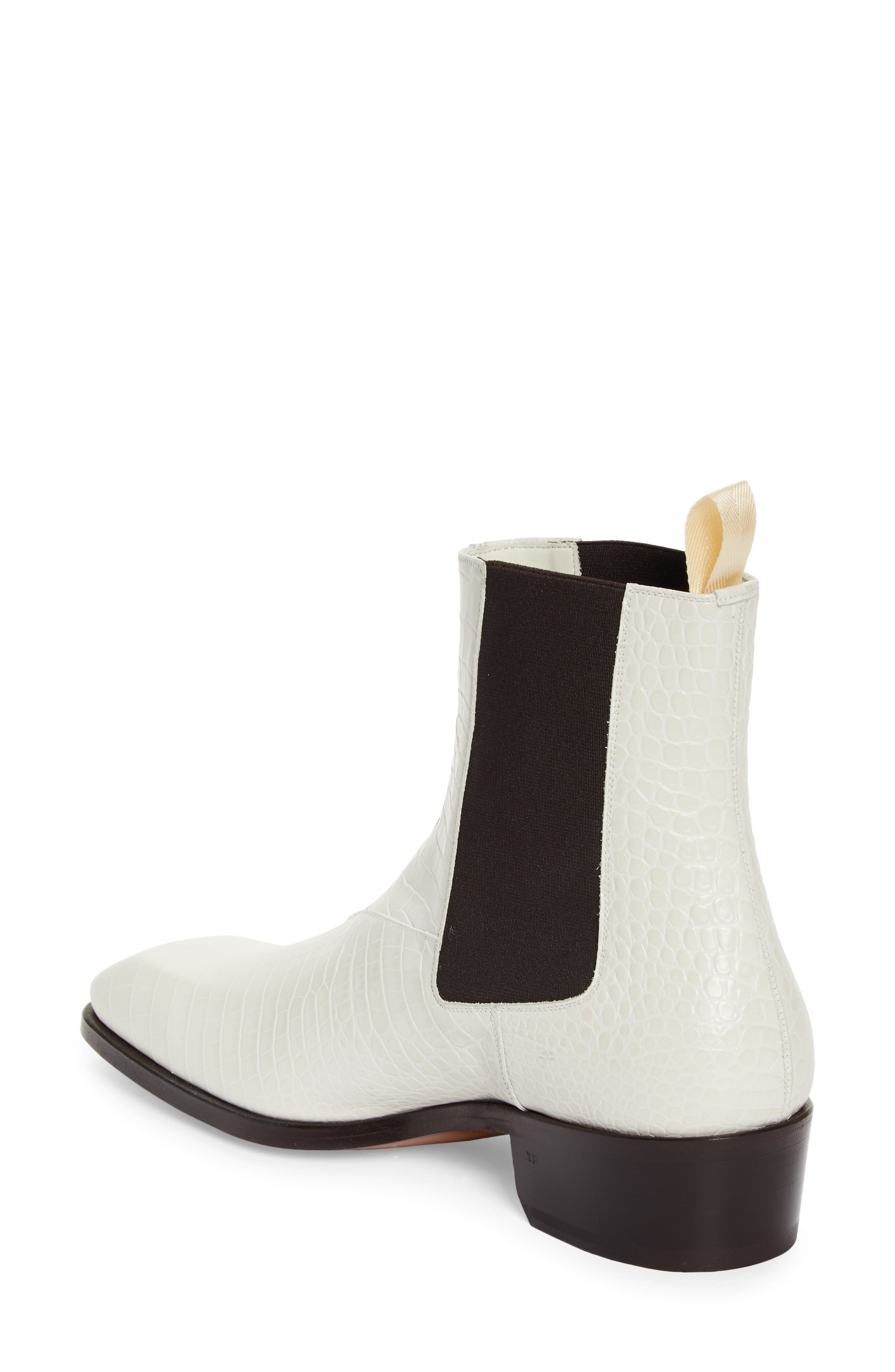 TOM FORD Bailey Croc Embossed Chelsea Boot, Alternate, color, Porcelain