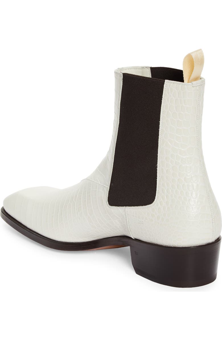 TOM FORD Bailey Croc Embossed Chelsea Boot, Alternate, color, Porcelain