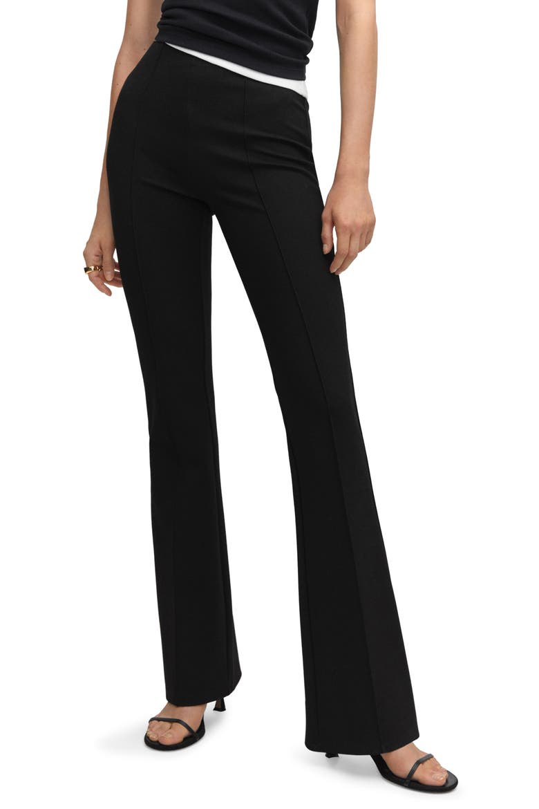 Pintuck Flare Leggings, Main, color, BLACK