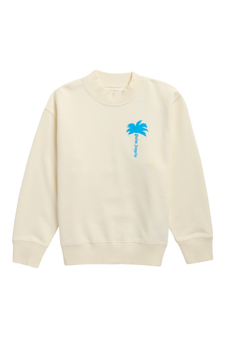 Kids' Palm Logo Crewneck Sweatshirt, Main, color, BUTTER BLUE FLUO
