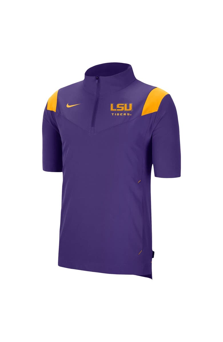 Nike Men's Nike Purple LSU Tigers Coach Short Sleeve Quarter-Zip Jacket, Alternate, color,