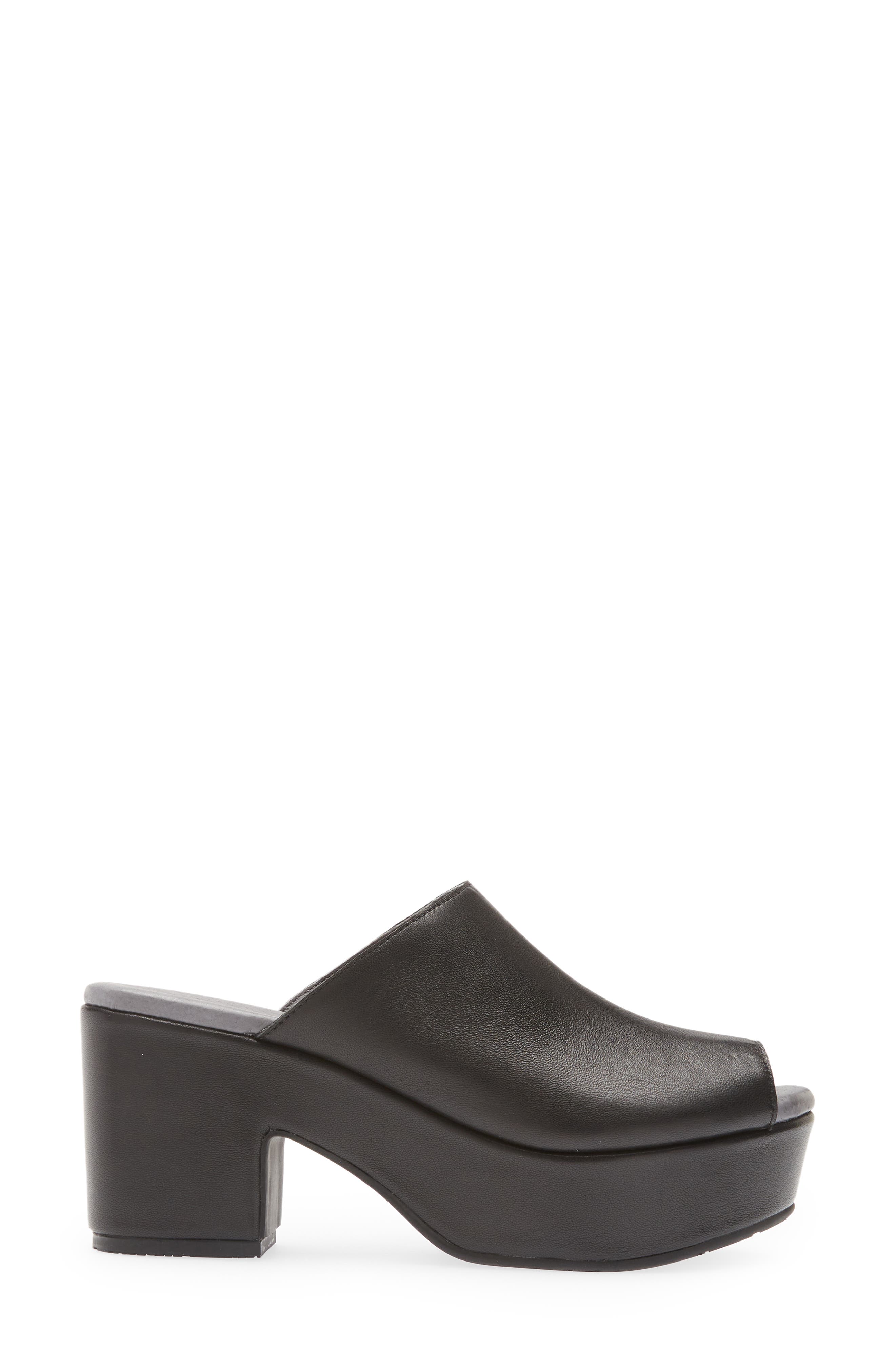 Platform Slide Sandal, Alternate, color, BLACK LEATHER