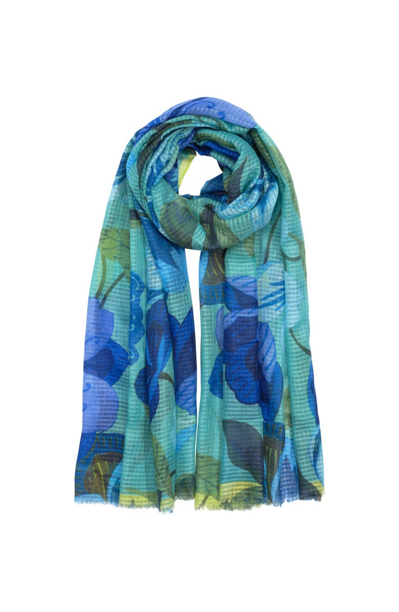 Echo Island Floral Wrap, Main, color, Turquoise
