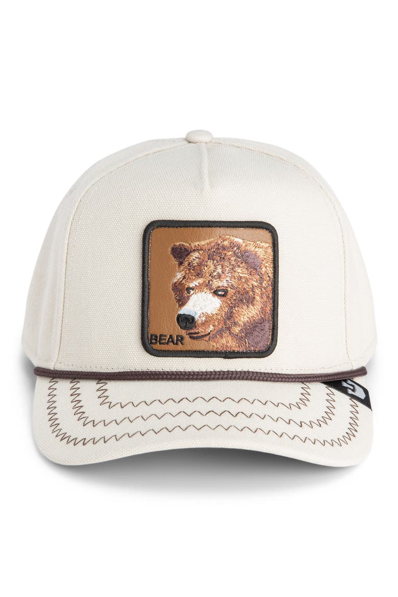 Bear Patch Baseball Hat, Main, color, NATURAL