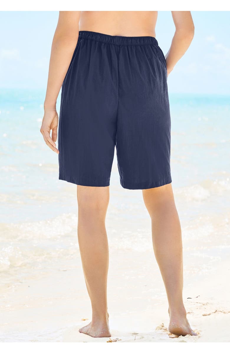 Swim 365 Taslon<sup>®</sup> Cover Up Board Shorts with Built-In Brief, Alternate, color, Black